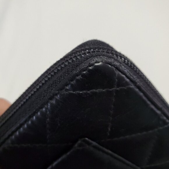 Authentic Chanel Cambon Long Zip Around Wallet Black Pink Organizer - Picture 6 of 14